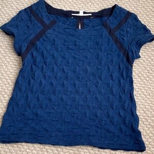 Aimee G New York Blue Textured Short Sleeve Tee